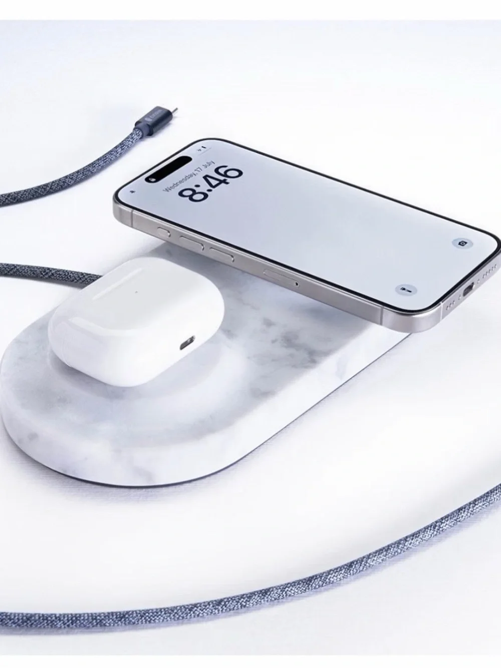 Dual Wireless Charging Pad in Genuine Marble